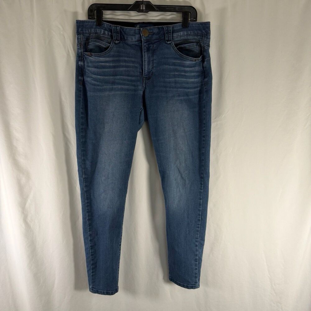 Democracy Ab Solution Pants Women's 12 Medium Wash Blue Whiskered Stretch
